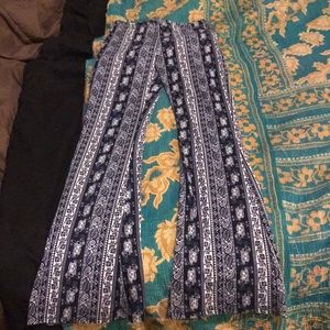 Blue and white elephant print pants